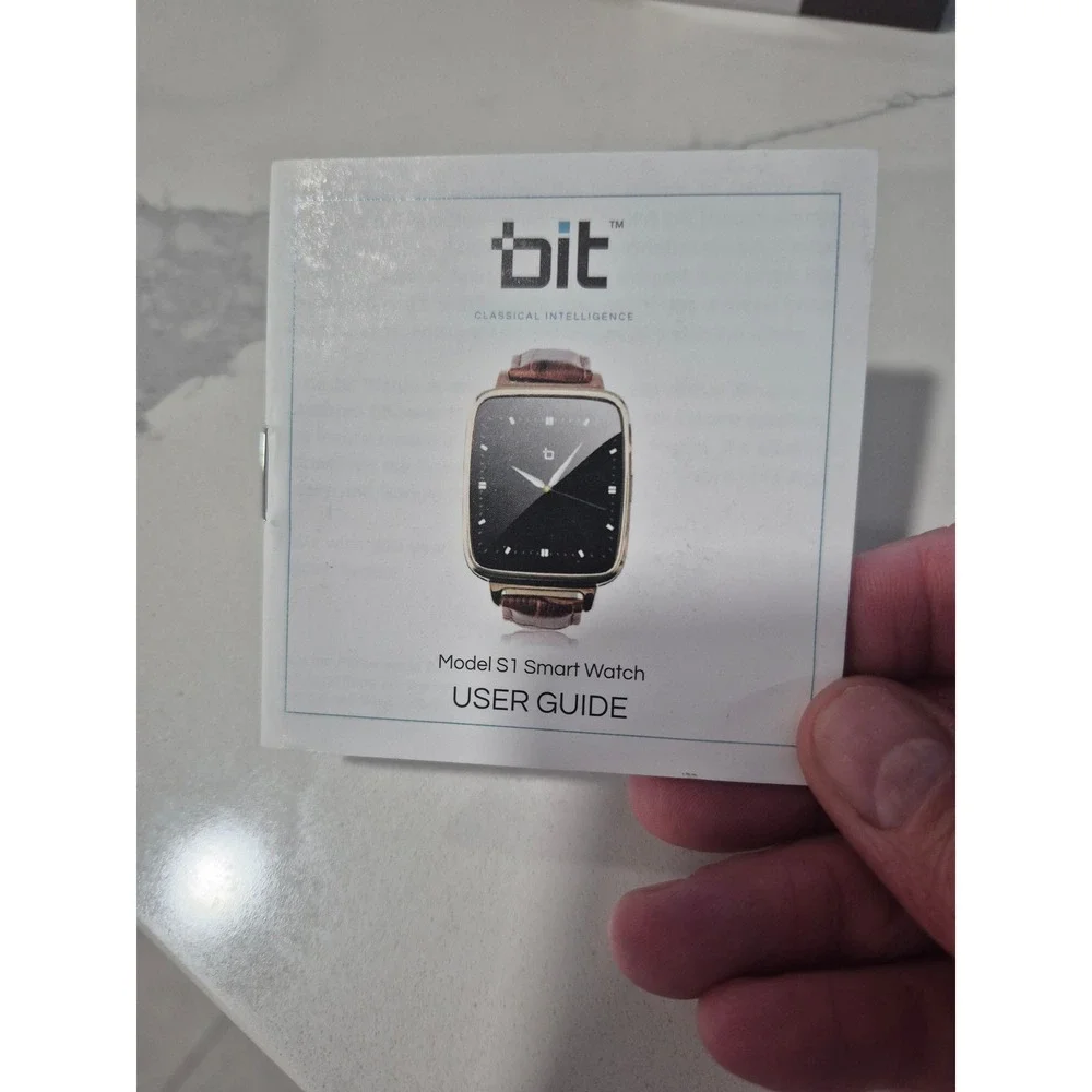 Beantech BIT S1 Smart Watch Black Leather Strap‎ Silver Case Bluetooth i